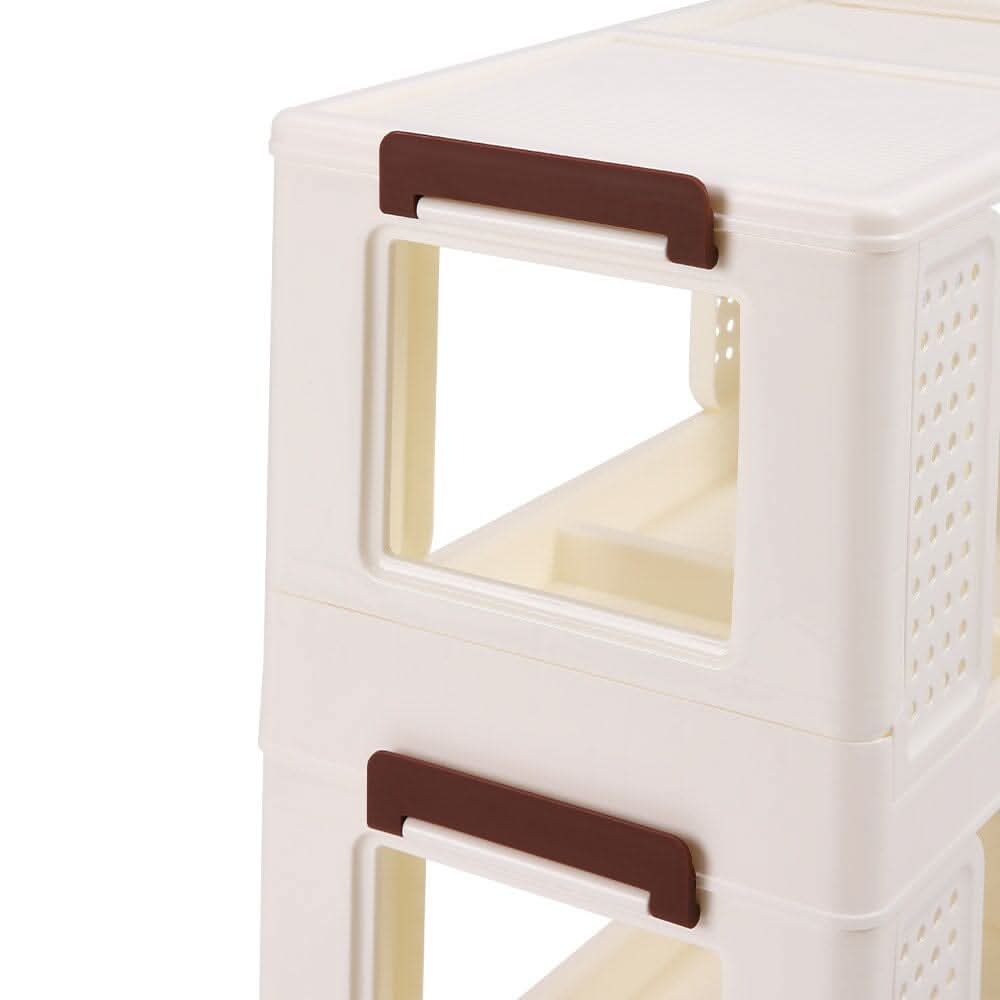 Cream White 2-Tier PP Rolling Storage Cart