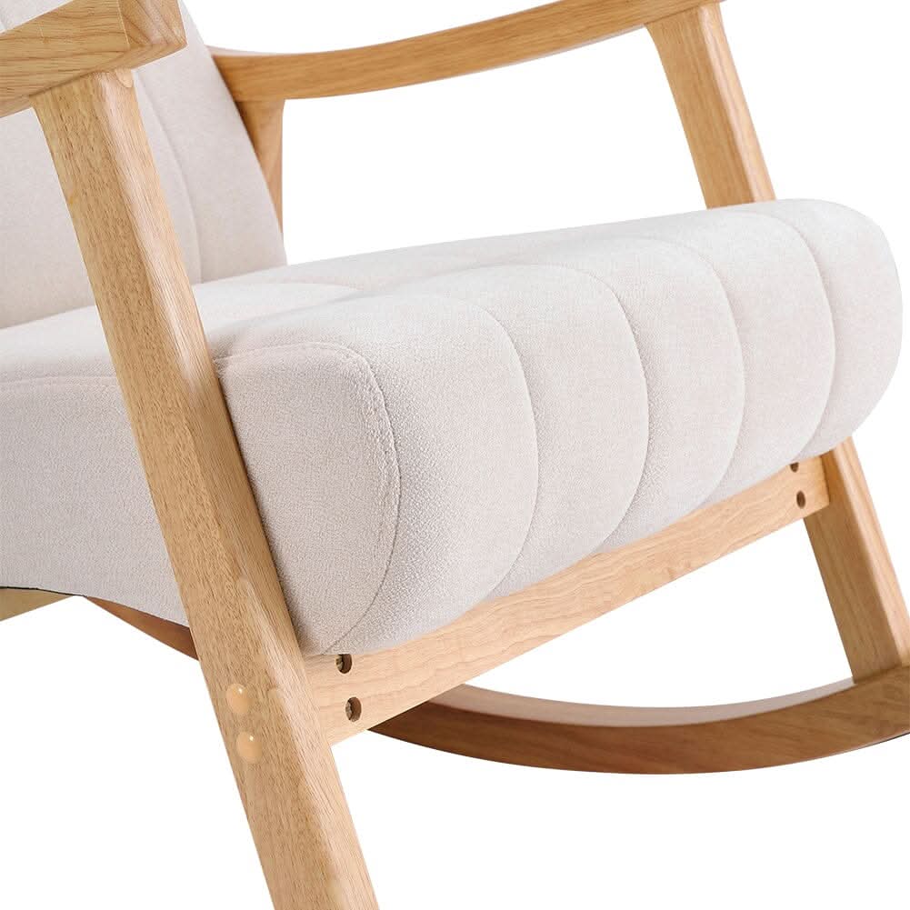 85cm D Solid Wood Rocking Chair with Velvet Upholstered