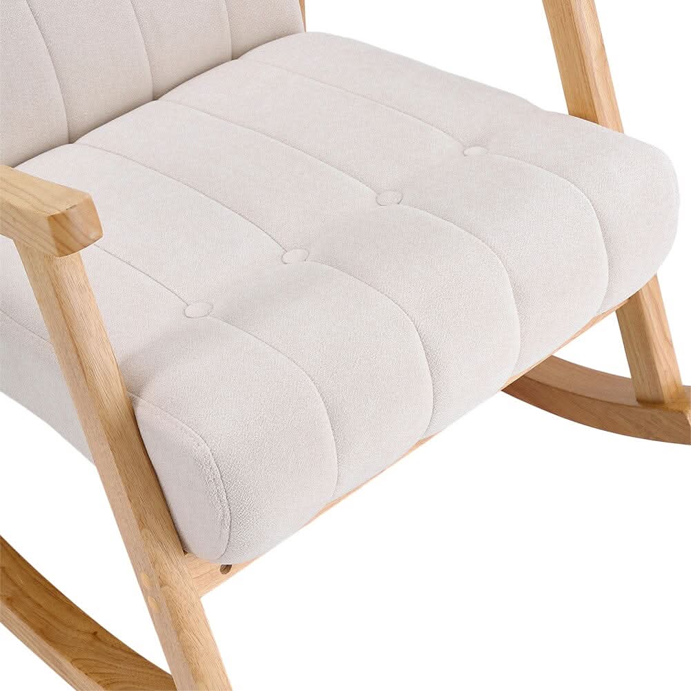 85cm D Solid Wood Rocking Chair with Velvet Upholstered