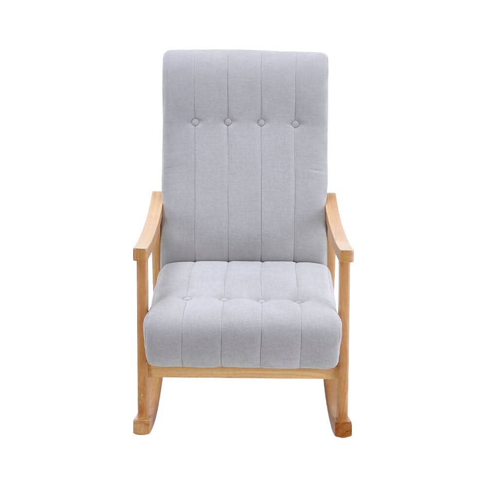 85cm D Solid Wood Rocking Chair with Velvet Upholstered
