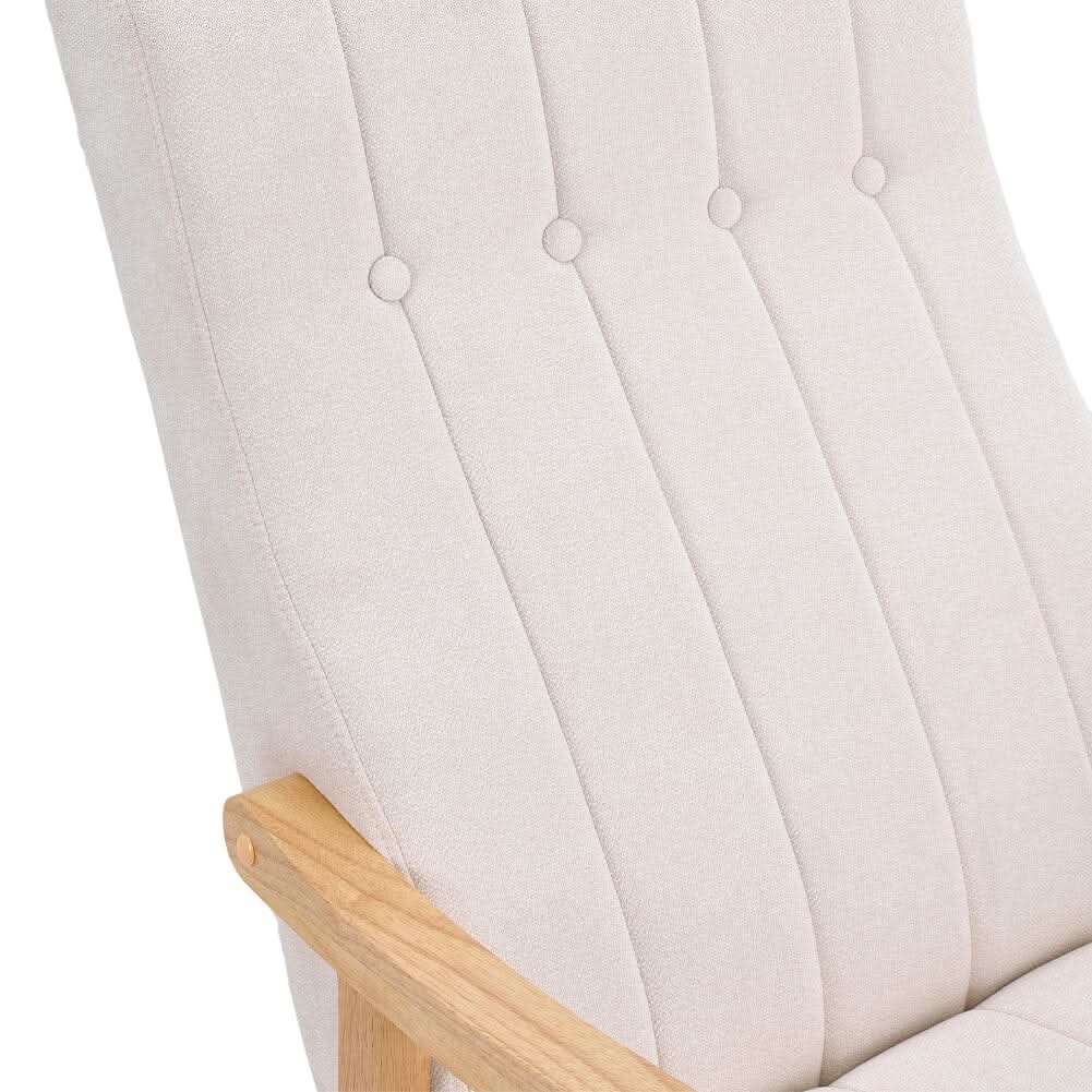 85cm D Solid Wood Rocking Chair with Velvet Upholstered