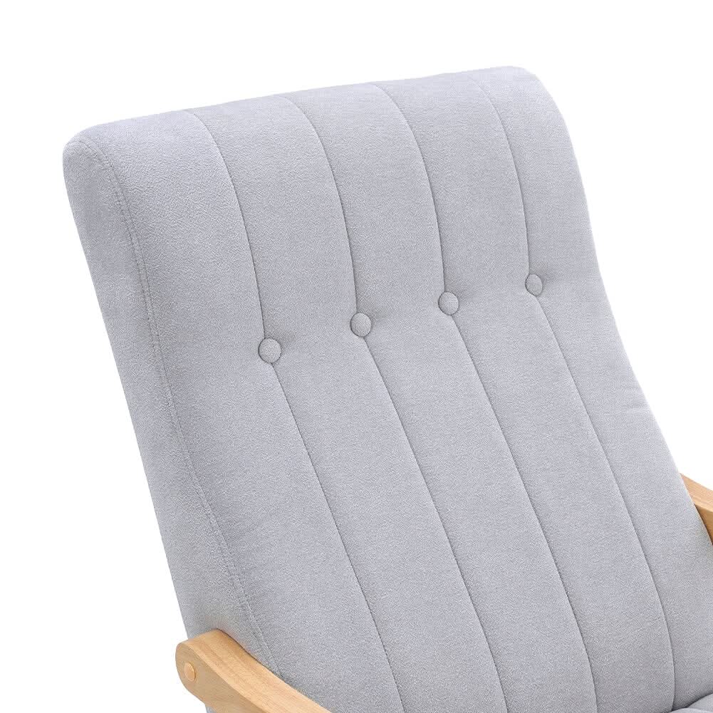 85cm D Solid Wood Rocking Chair with Velvet Upholstered
