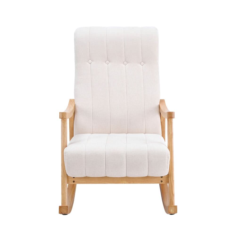 85cm D Solid Wood Rocking Chair with Velvet Upholstered
