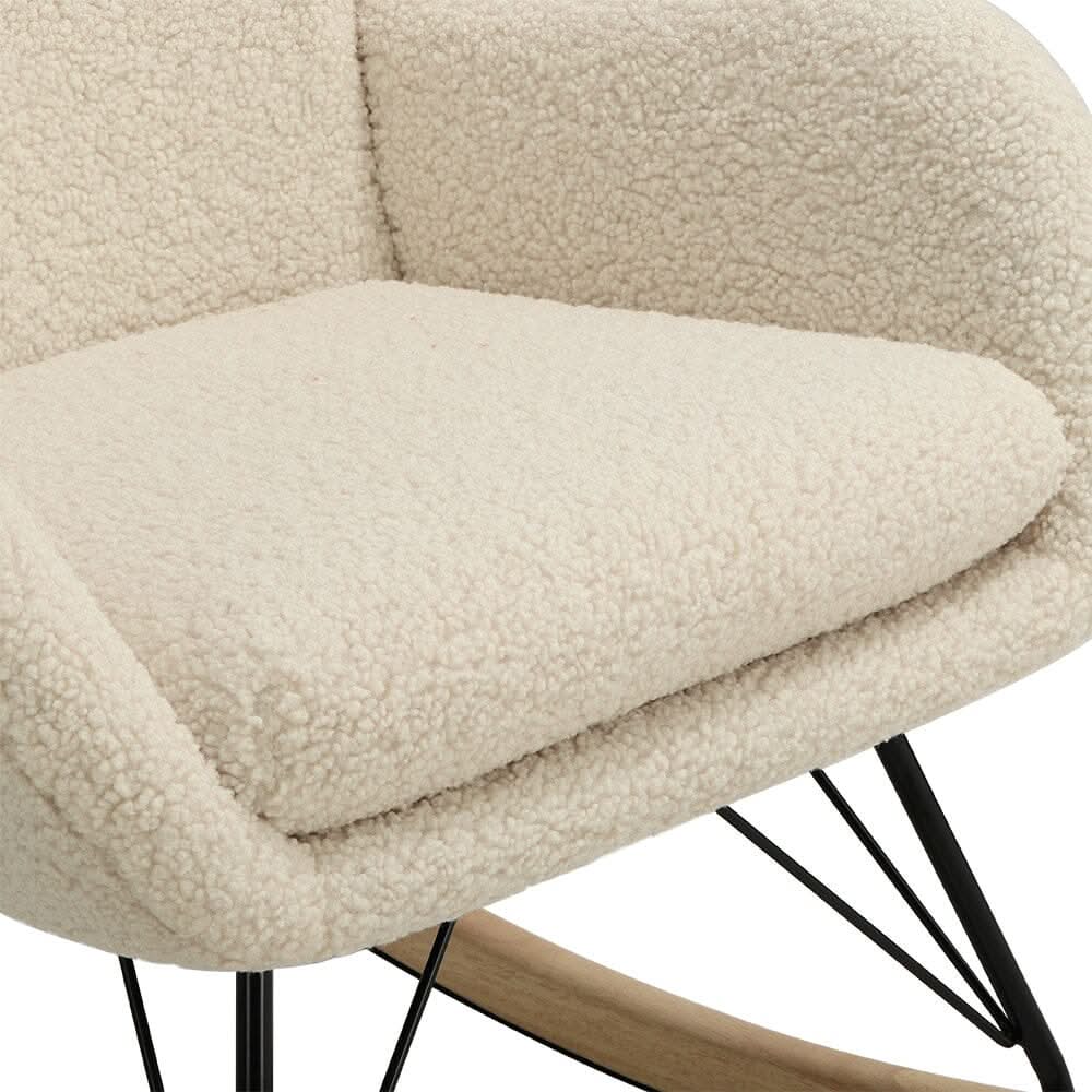 Modern Faux Wool Rocking Chair Upholstered Beige