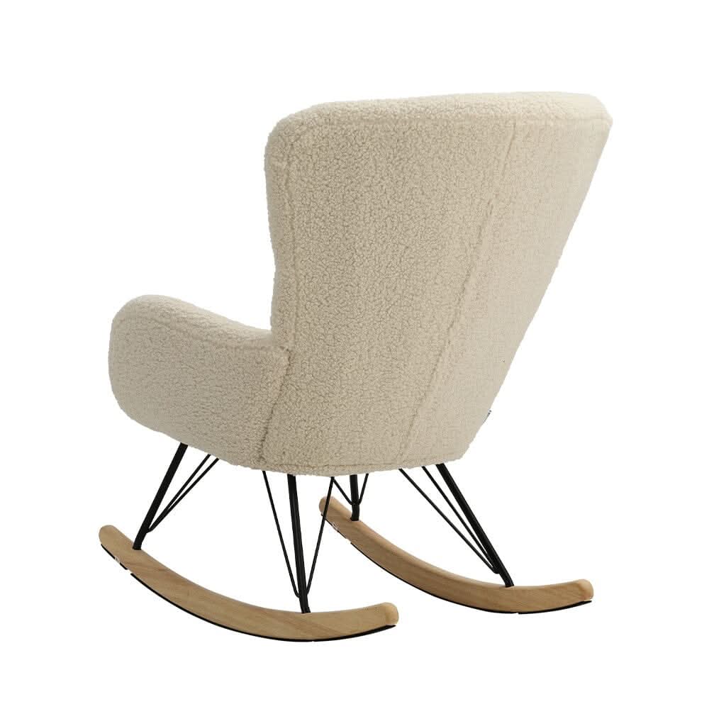 Modern Faux Wool Rocking Chair Upholstered Beige