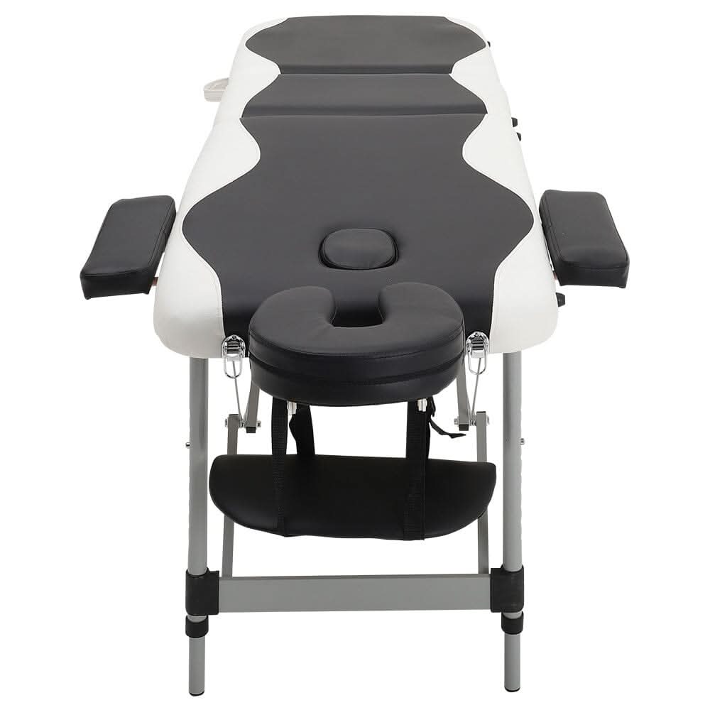 7ft W Black and White Leather Upholstered Adjustable Massage Bed