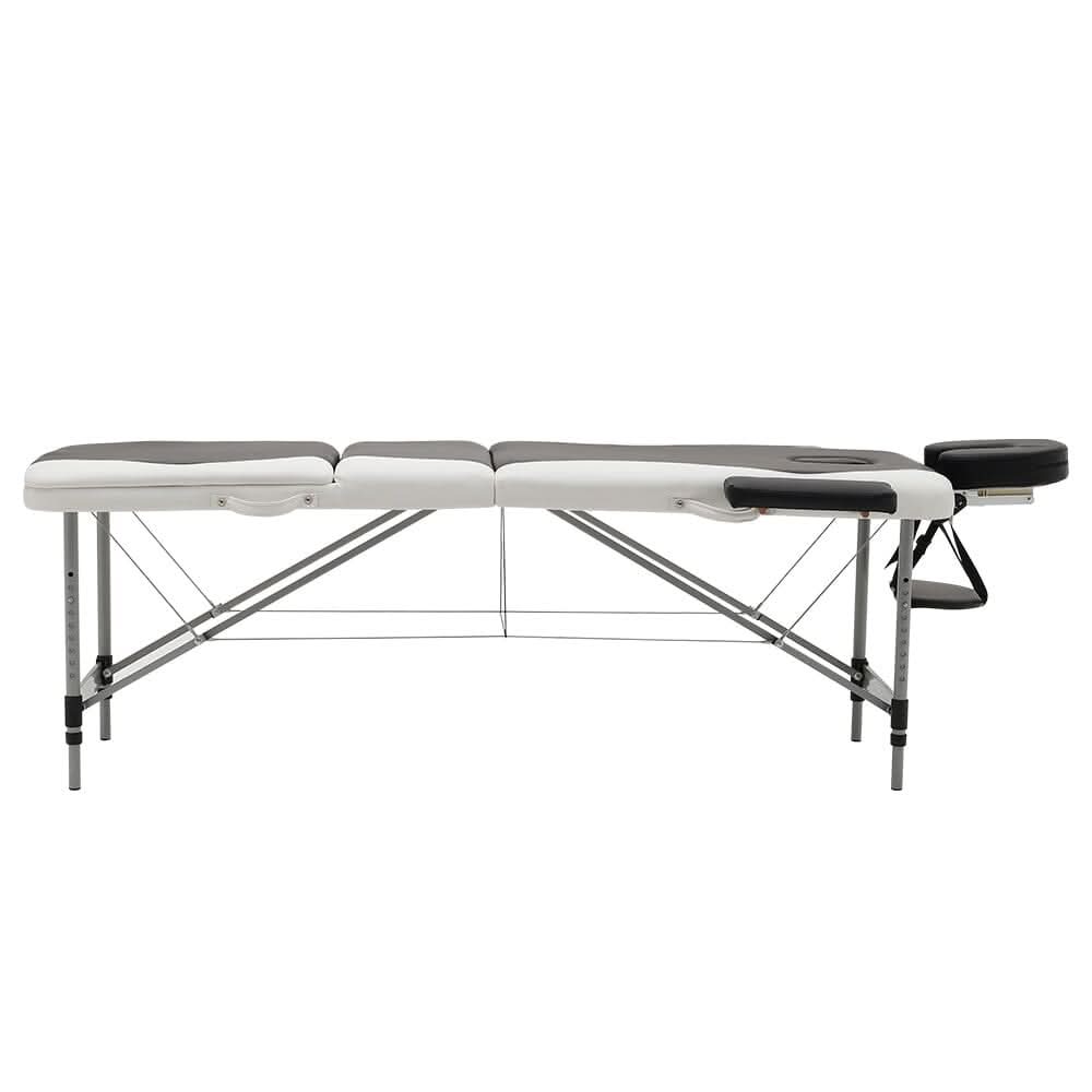 7ft W Black and White Leather Upholstered Adjustable Massage Bed