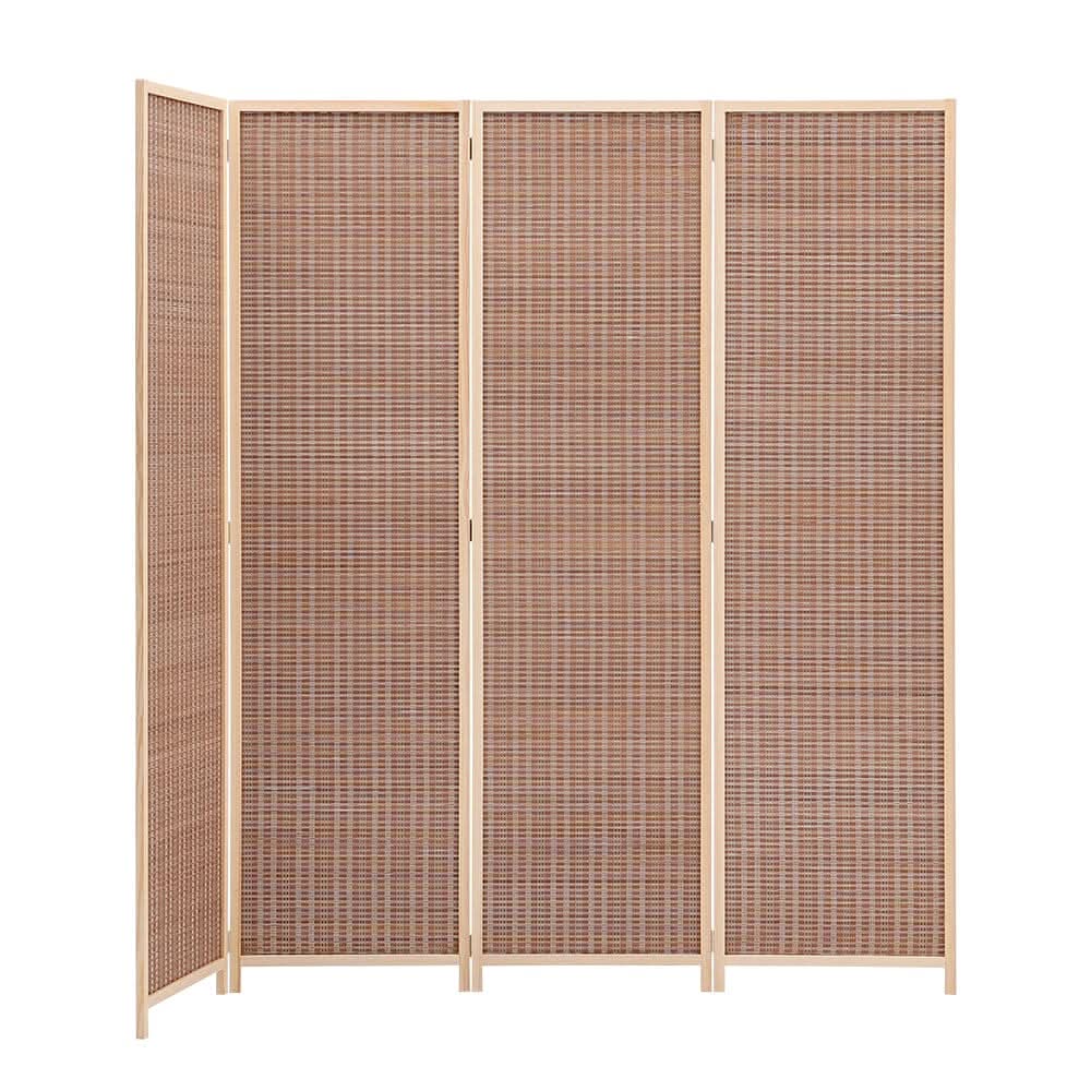 5ft W x 5ft H 2 Style Bamboo Woven 4-Panel Folding Room Divider
