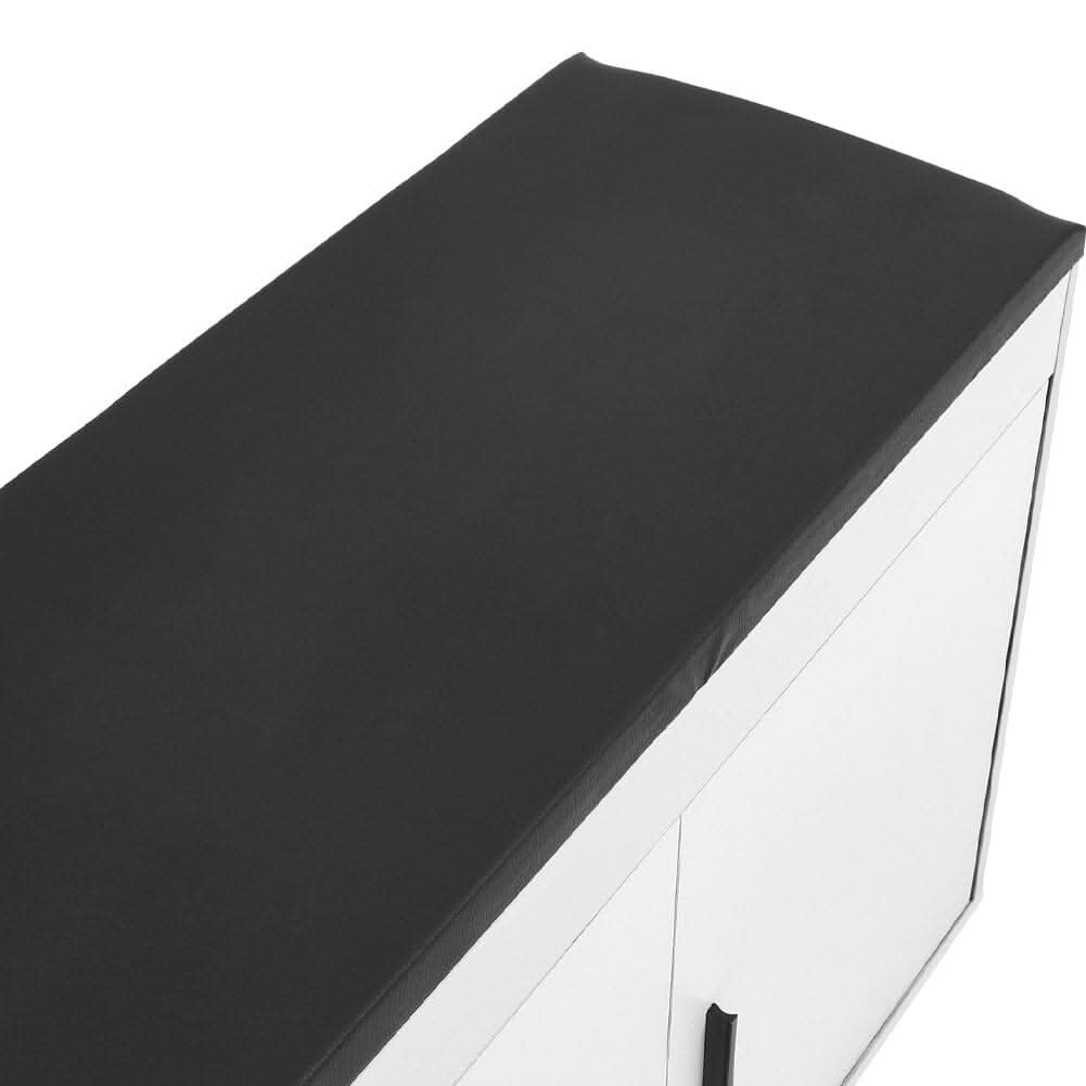 White 2-Door Shoe Storage Bench With Black PU Cushion Hallway Organiser