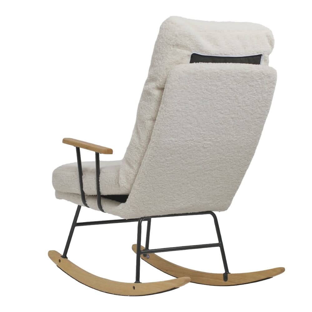 Modern Teddy Fabric Rocking Chair with Wooden Armrests