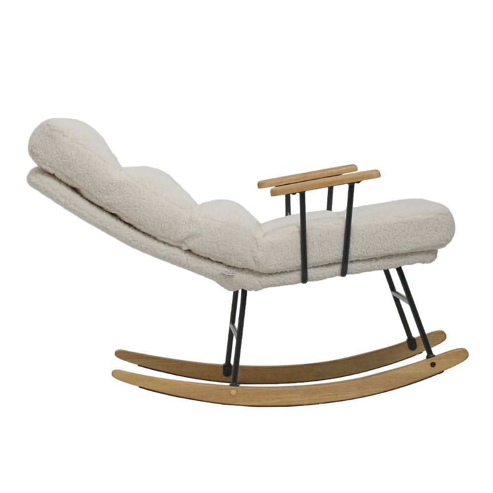 Modern Teddy Fabric Rocking Chair with Wooden Armrests