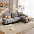 2 Seater Chaise Corner Sofa Light Grey Polyester Wood Frame Spring Cushion