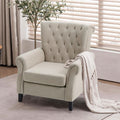 Accent Chair Velvet Beige Grey Oak Legs Wooden Frame