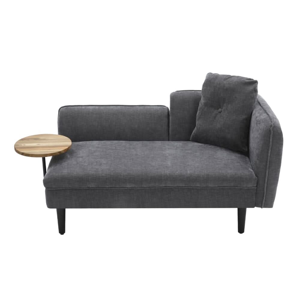 Linen Chaise Lounge with Tray Table