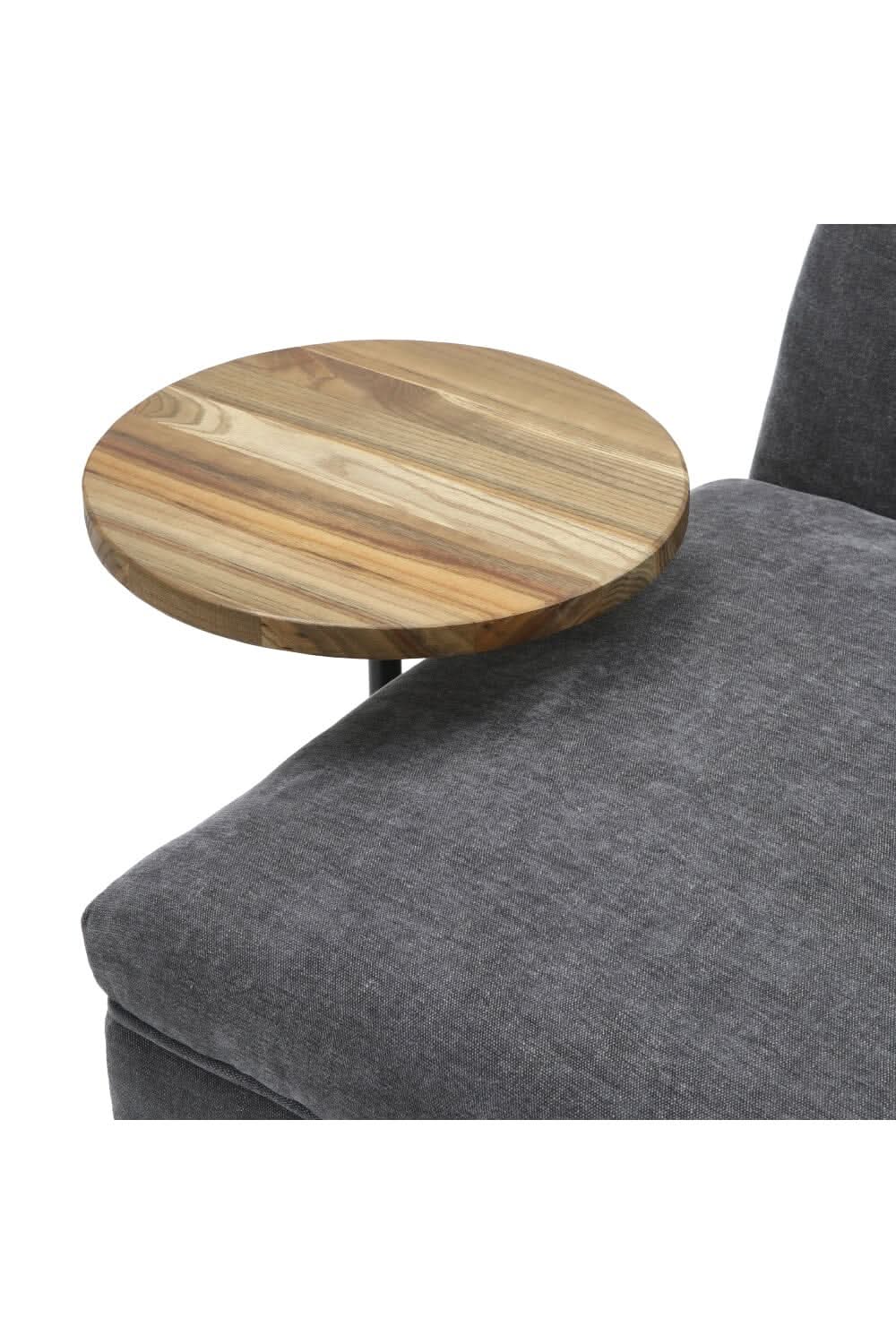 Linen Chaise Lounge with Tray Table
