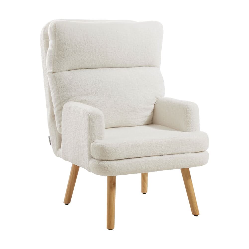 Wooden Legs Velvet Armchair Chair with Footrest
