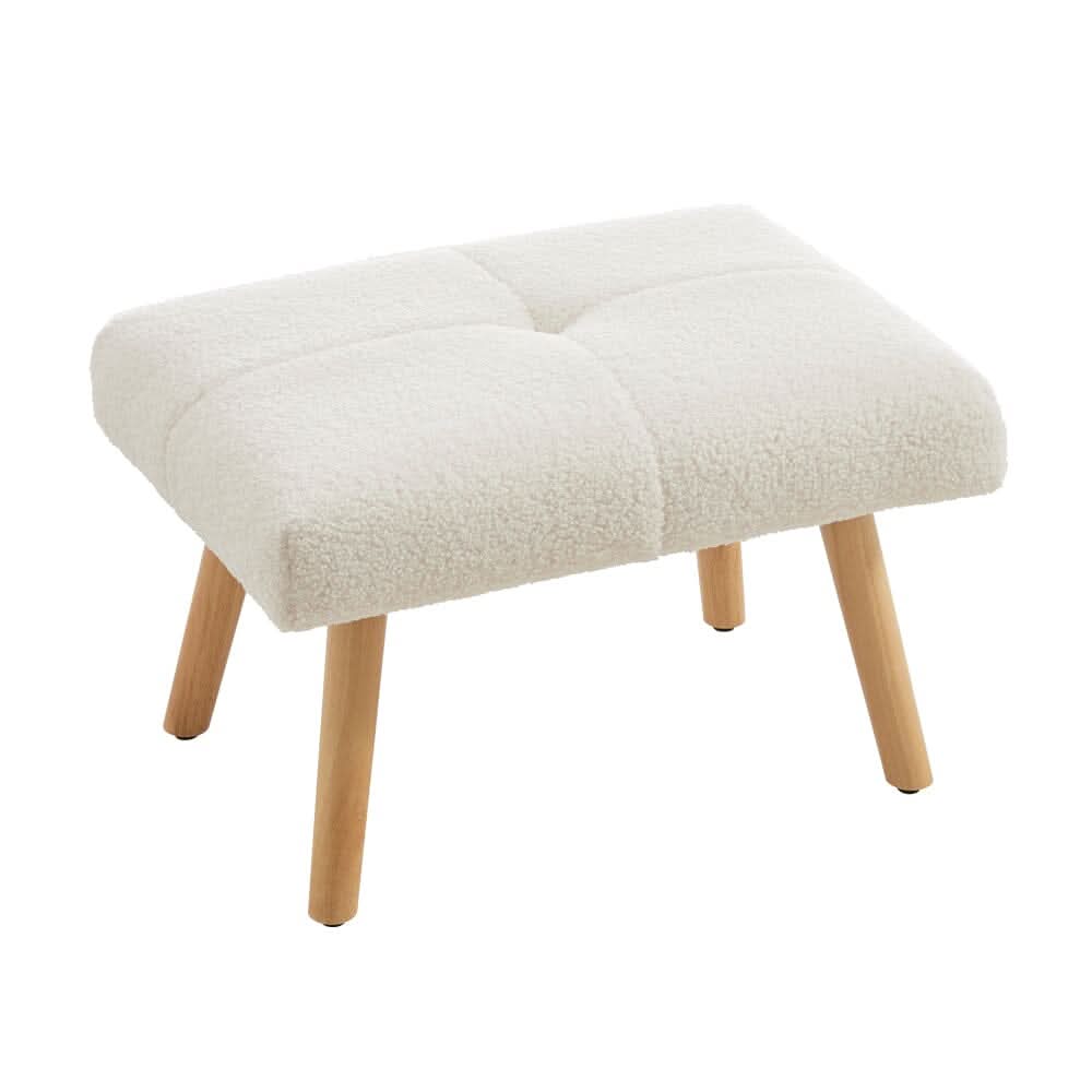 Wooden Legs Velvet Armchair Chair with Footrest