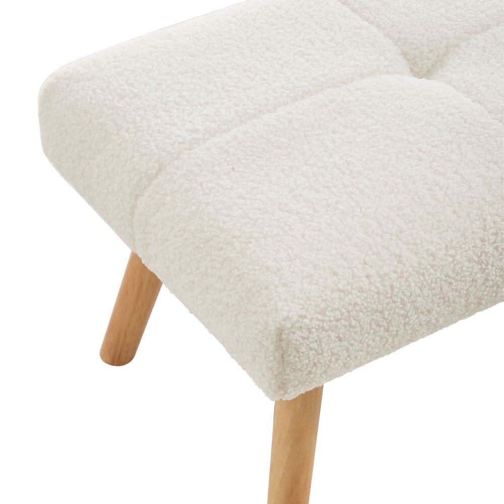 Wooden Legs Velvet Armchair Chair with Footrest