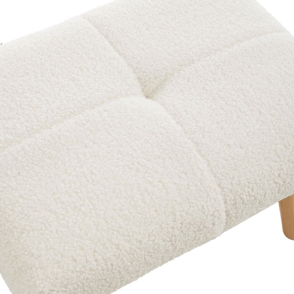 Wooden Legs Velvet Armchair Chair with Footrest
