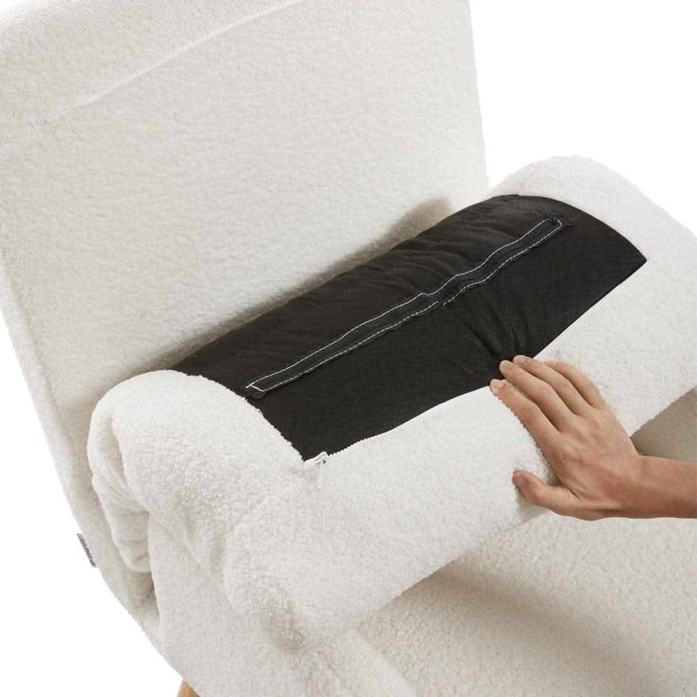Wooden Legs Velvet Armchair Chair with Footrest