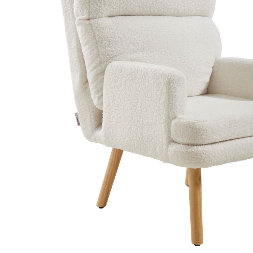 Wooden Legs Velvet Armchair Chair with Footrest