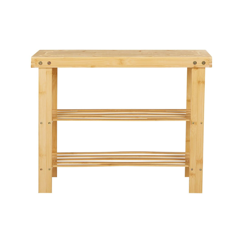 Natural Bamboo 3-Tier Shoe Rack Hallway Storage Organiser