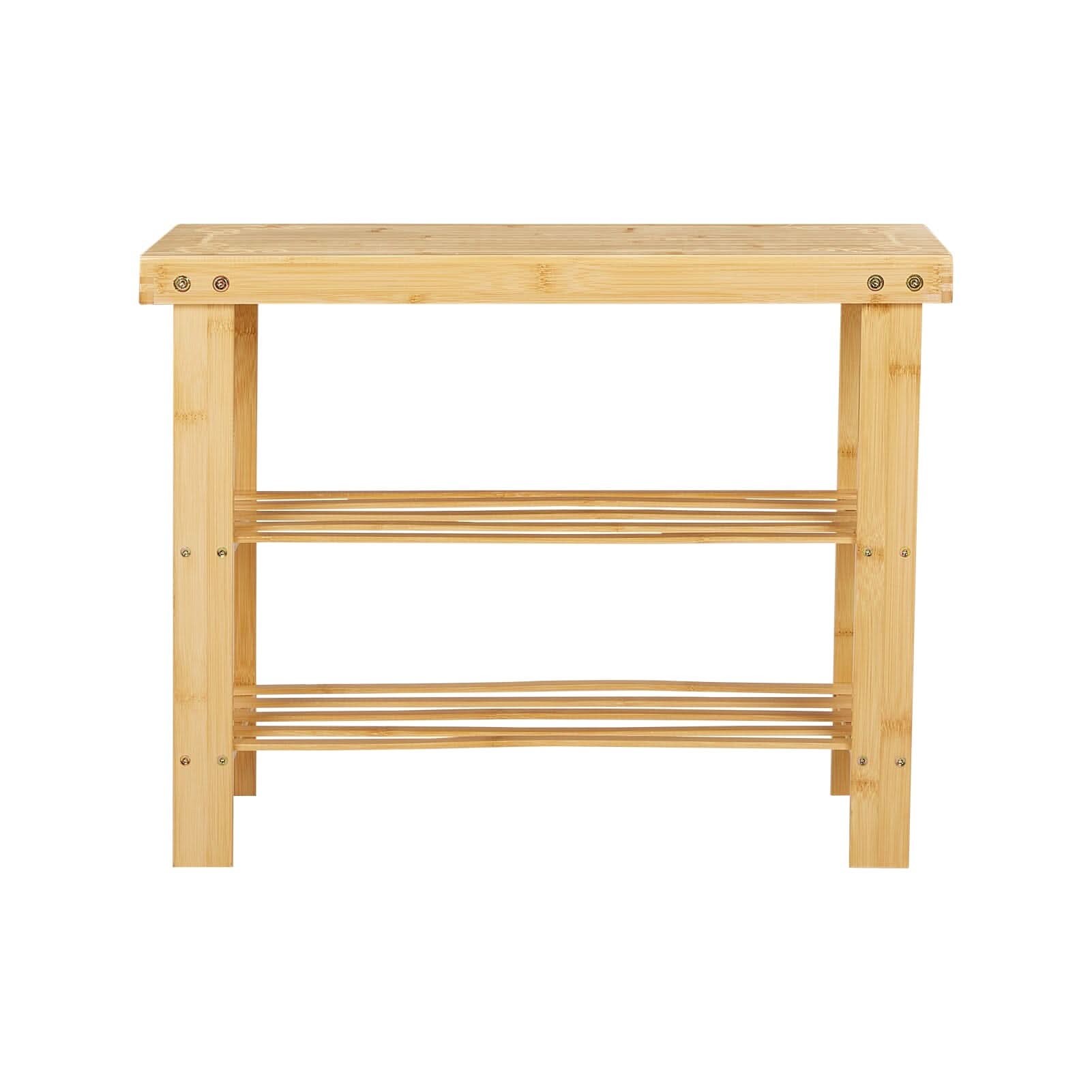 Natural Bamboo 3-Tier Shoe Rack Hallway Storage Organiser