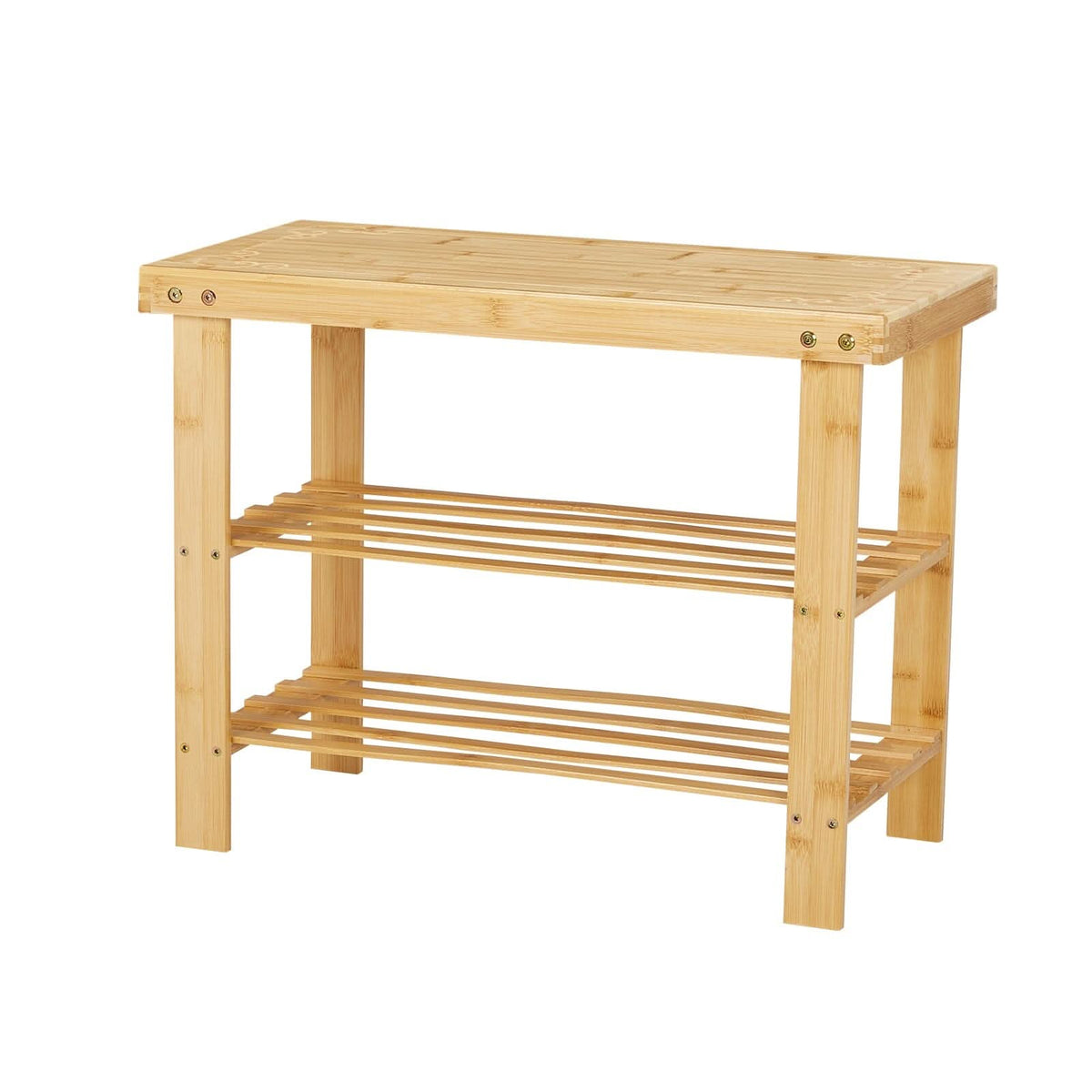 Natural Bamboo 3-Tier Shoe Rack Hallway Storage Organiser