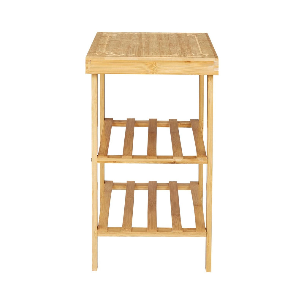 Natural Bamboo 3-Tier Shoe Rack Hallway Storage Organiser