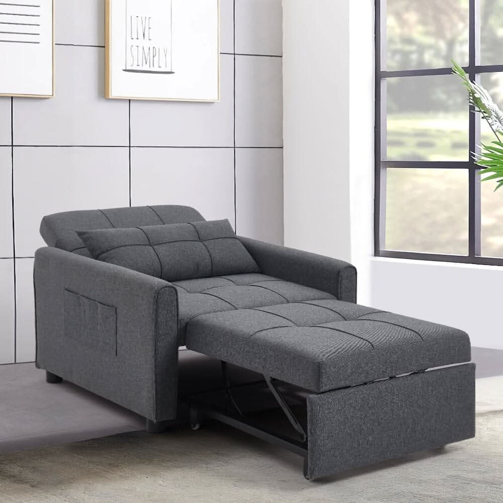 Single Convertible Sofa Bed with Pull Out Mechanism