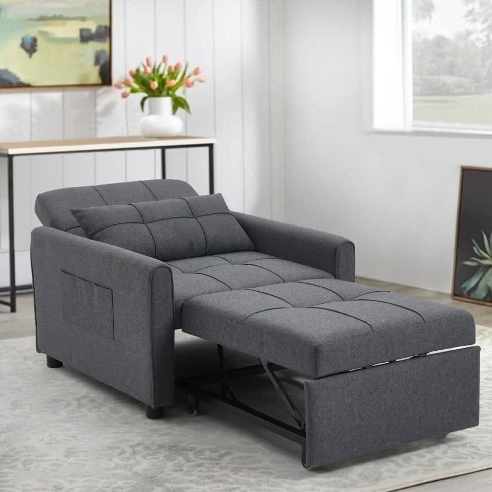Single Convertible Sofa Bed with Pull Out Mechanism