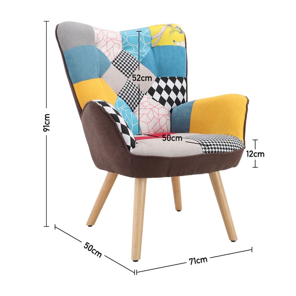Scandinavian Style Upholstered Accent Chair – Compact Oak Leg Design