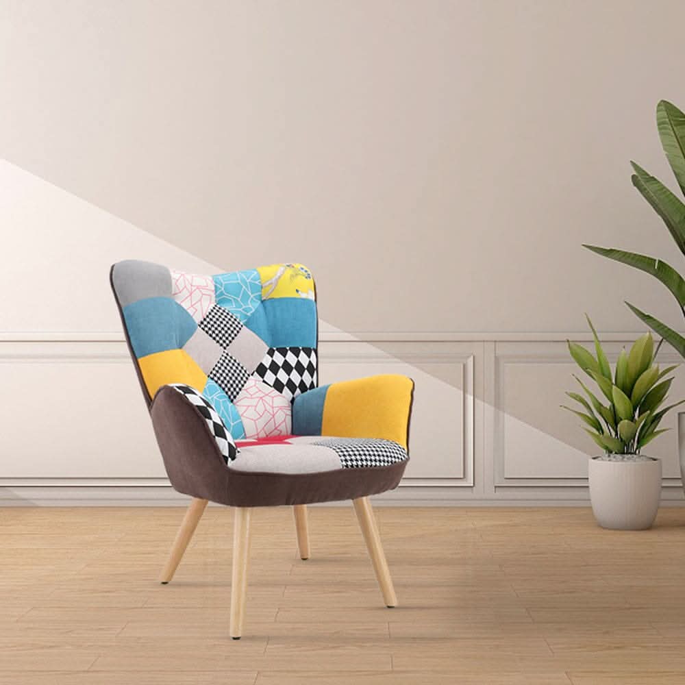 Scandinavian Style Upholstered Accent Chair – Compact Oak Leg Design