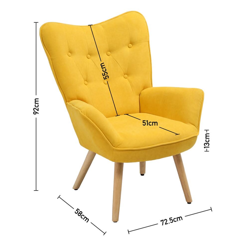 Scandinavian Style Upholstered Accent Chair – Compact Oak Leg Design