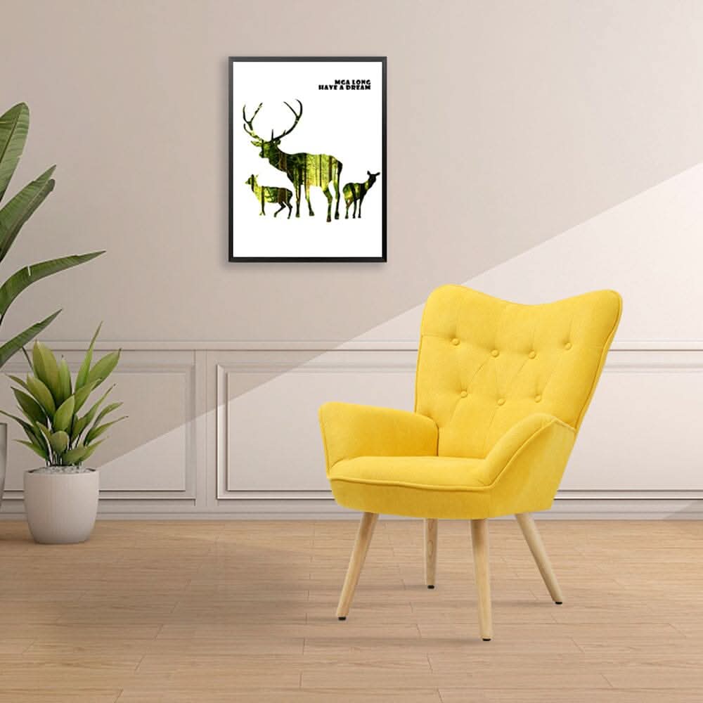 Scandinavian Style Upholstered Accent Chair – Compact Oak Leg Design