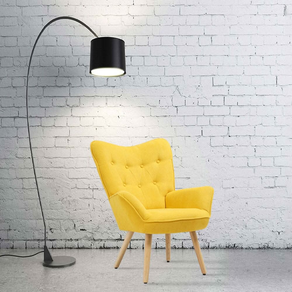 Scandinavian Style Upholstered Accent Chair – Compact Oak Leg Design