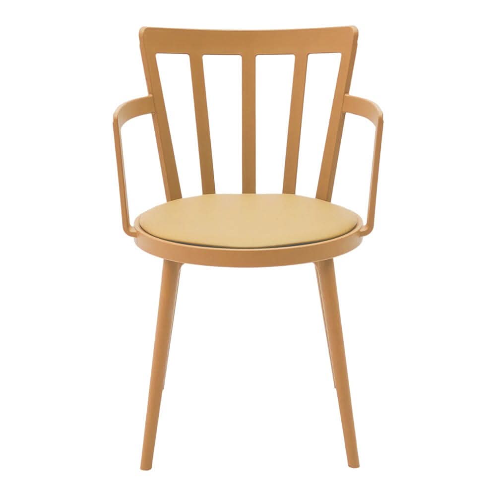 Curved PU Dining Chairs with Armrests – Set of 4