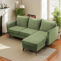 Corner Sofa Green Grey Polyester Wooden Frame Spring Cushion Metal Legs