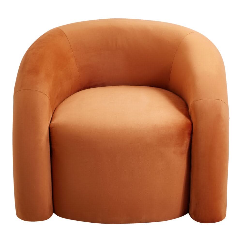 Orange Velvet Upholstered Accent Chair with Solid Wood Frame