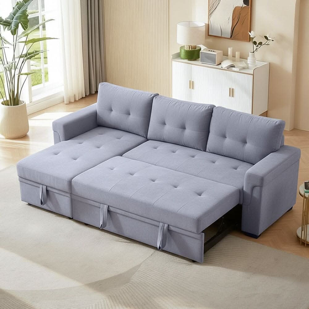 Corner Sofa with Polyester Upholstery and Premium Sponge Filling