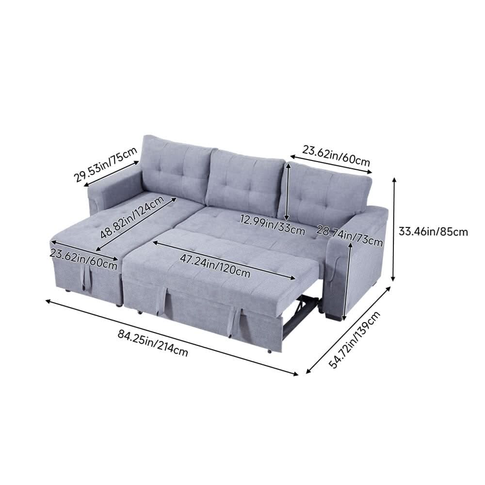 Corner Sofa with Polyester Upholstery and Premium Sponge Filling
