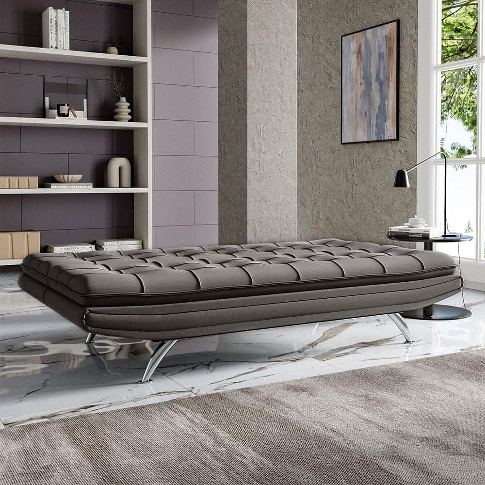 Adjustable Convertible Sofa Bed with Woven Fabric Upholstery