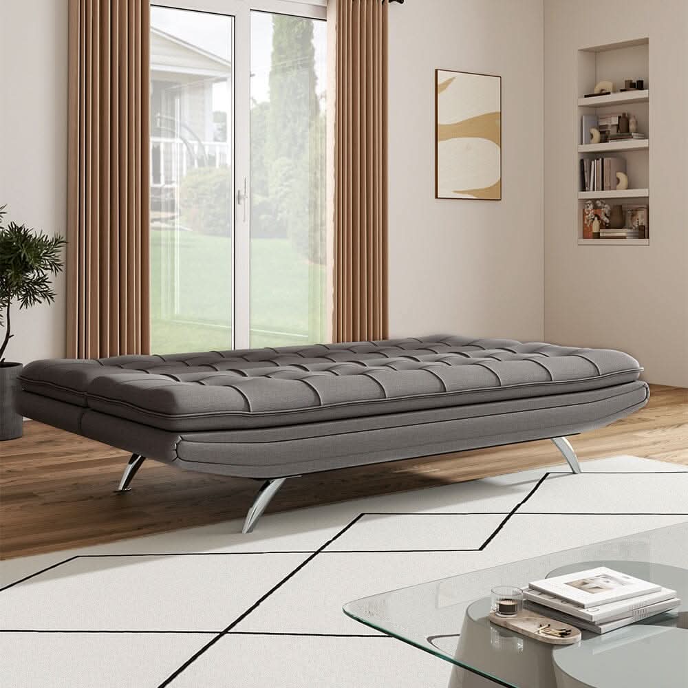 Adjustable Convertible Sofa Bed with Woven Fabric Upholstery