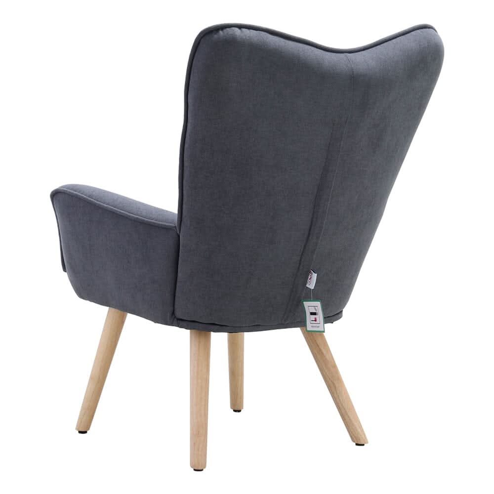 Tufted Button Linen Armchair with Wooden Legs