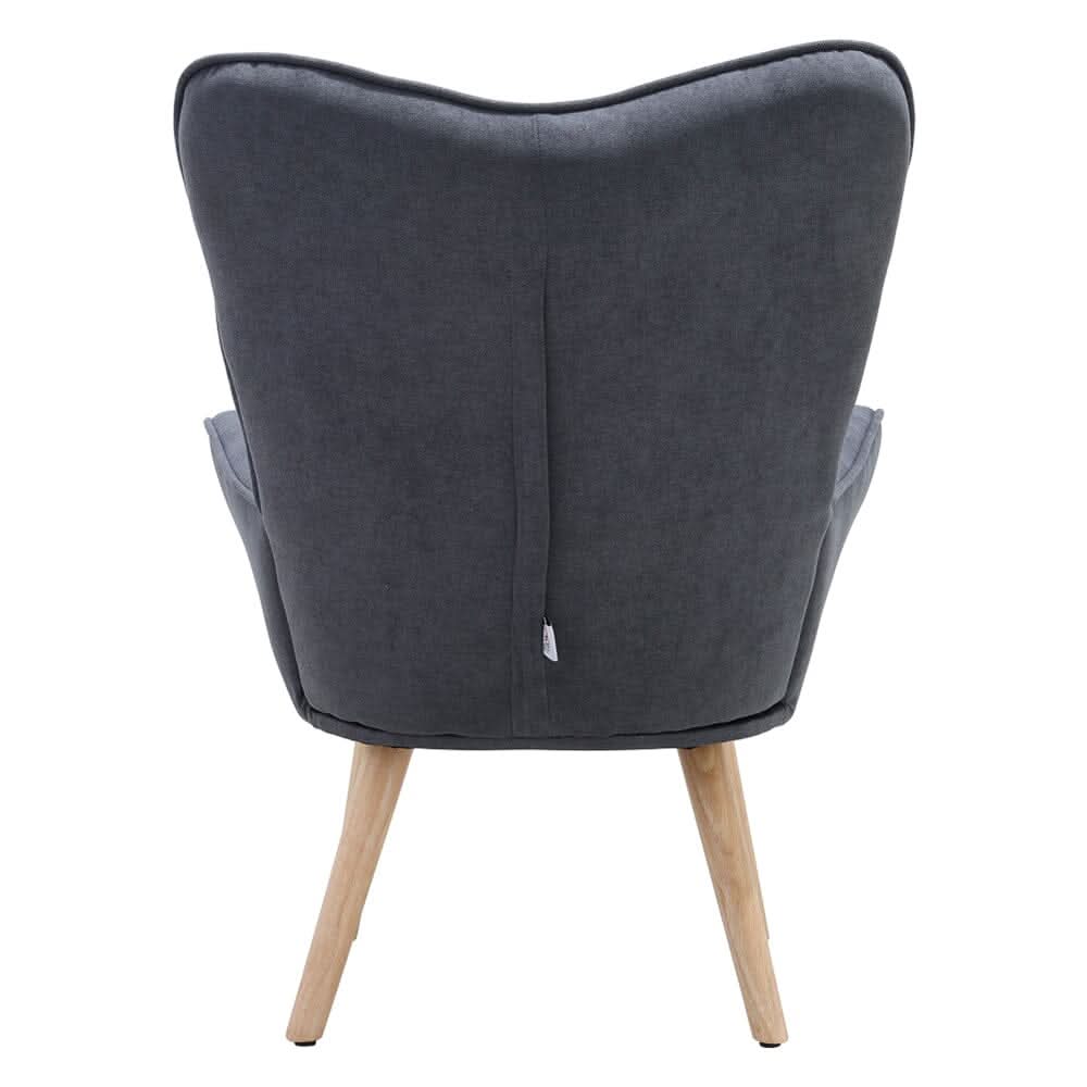 Tufted Button Linen Armchair with Wooden Legs
