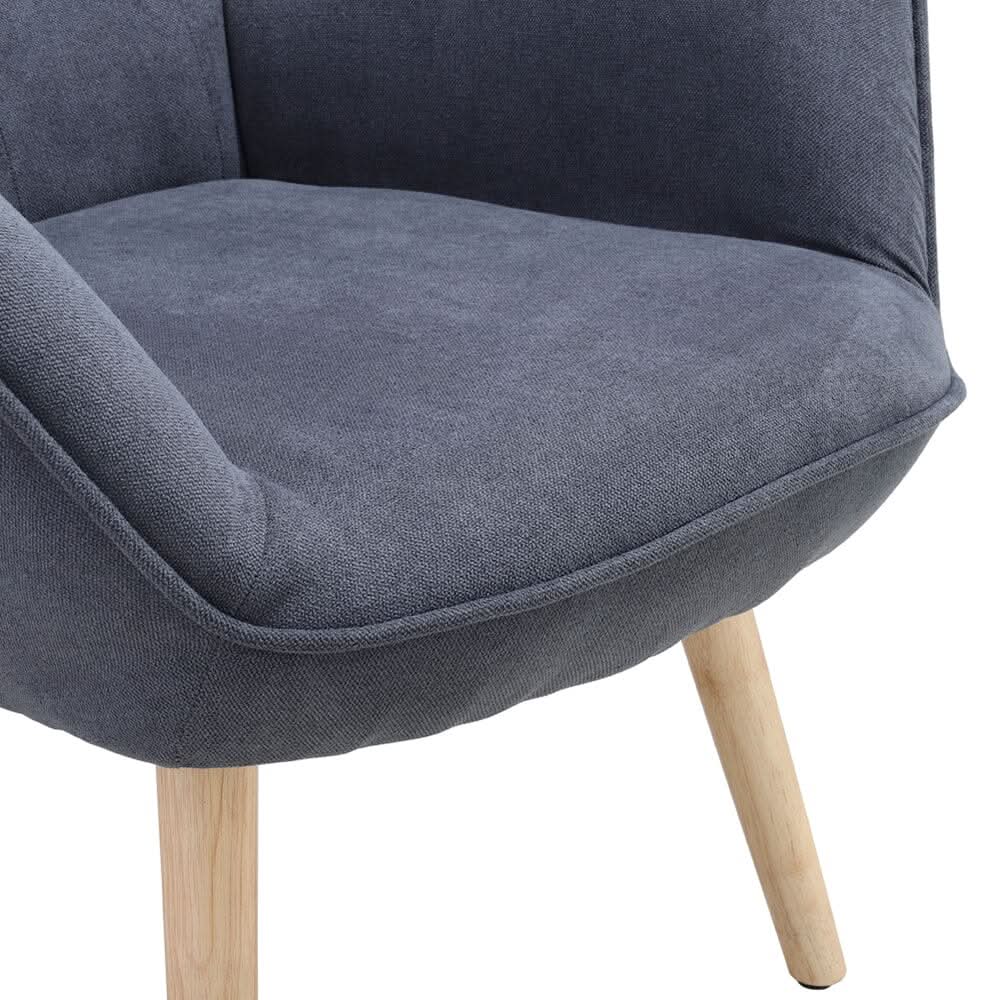 Tufted Button Linen Armchair with Wooden Legs
