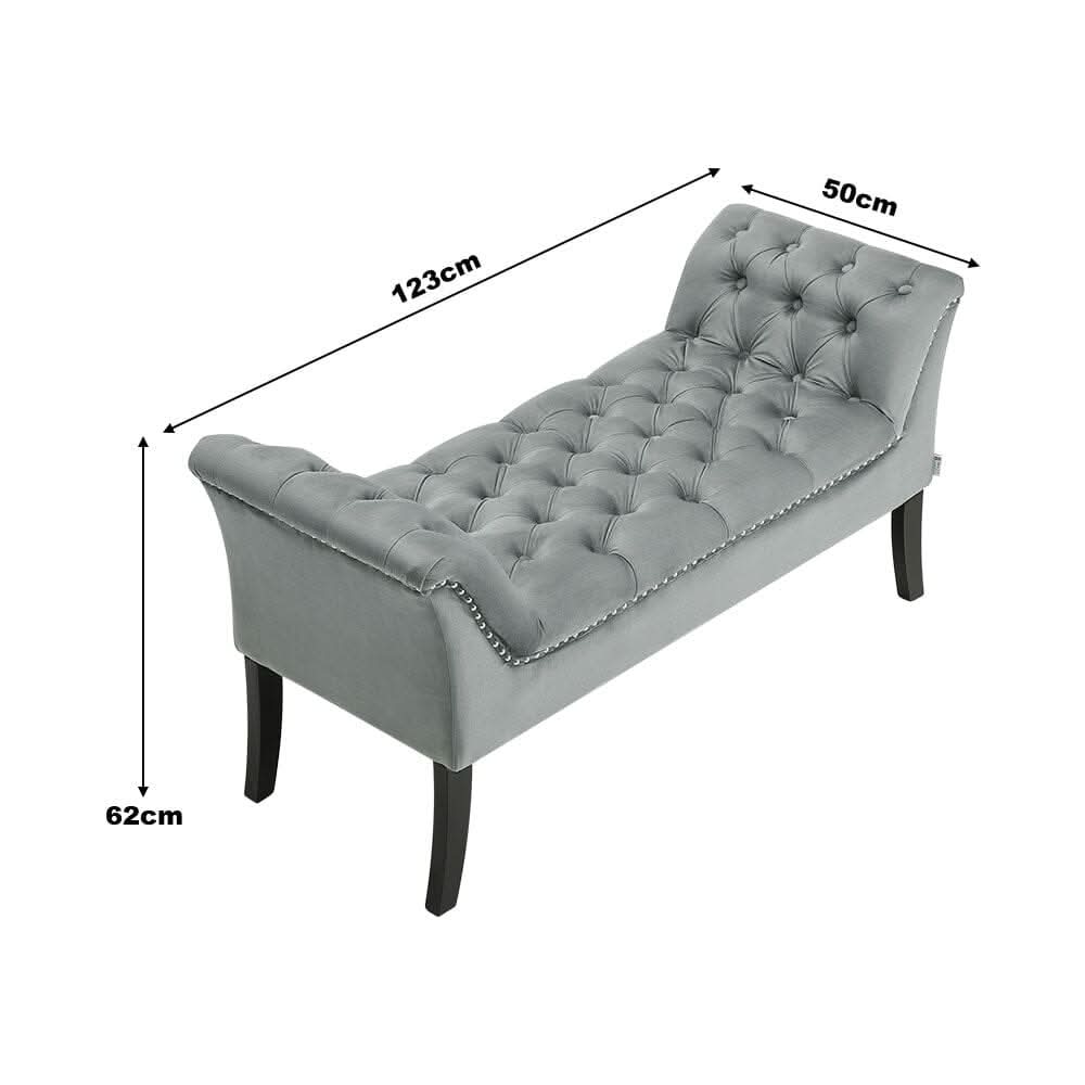 Tufted Velvet Buttoned Bench with Raised Arms