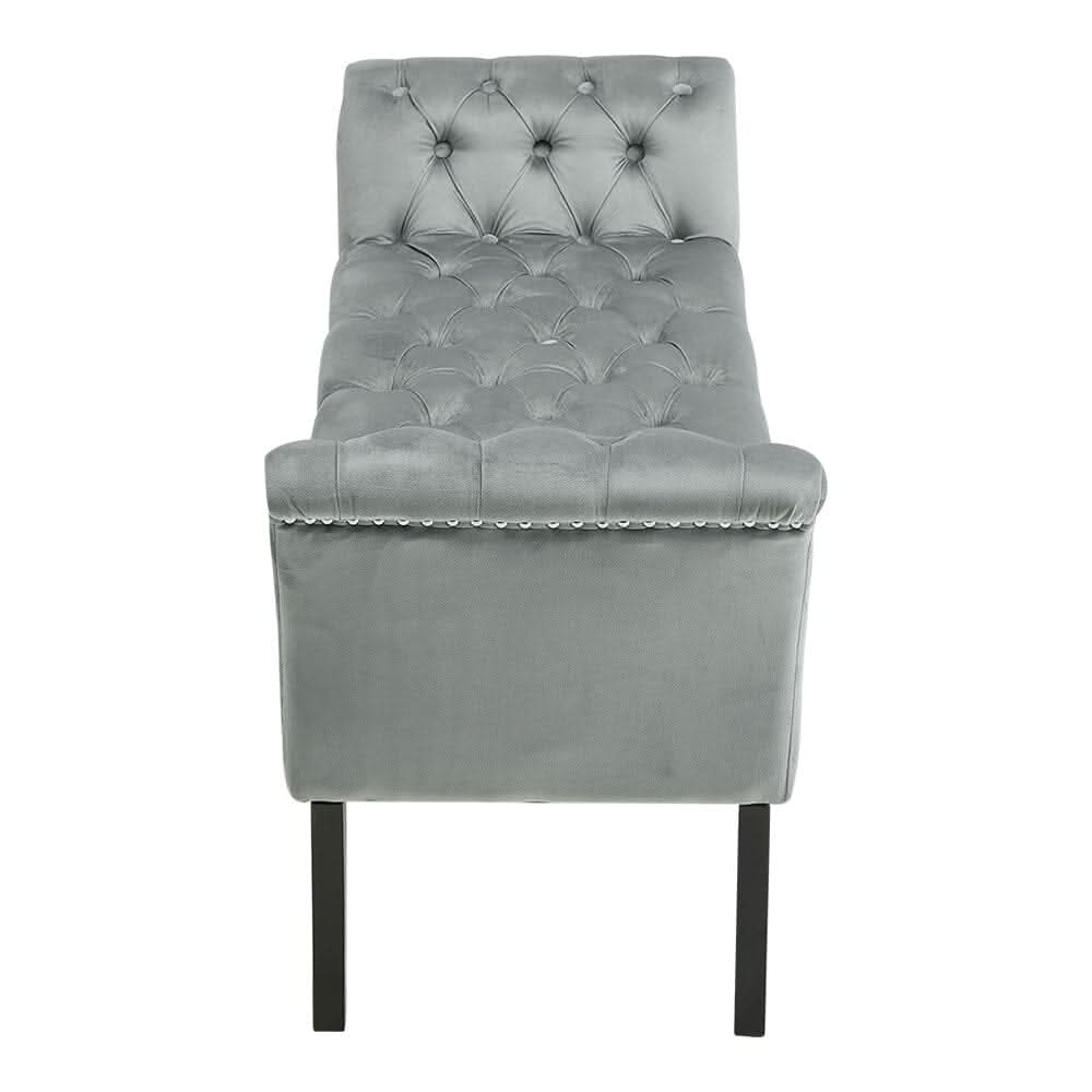 Tufted Velvet Buttoned Bench with Raised Arms