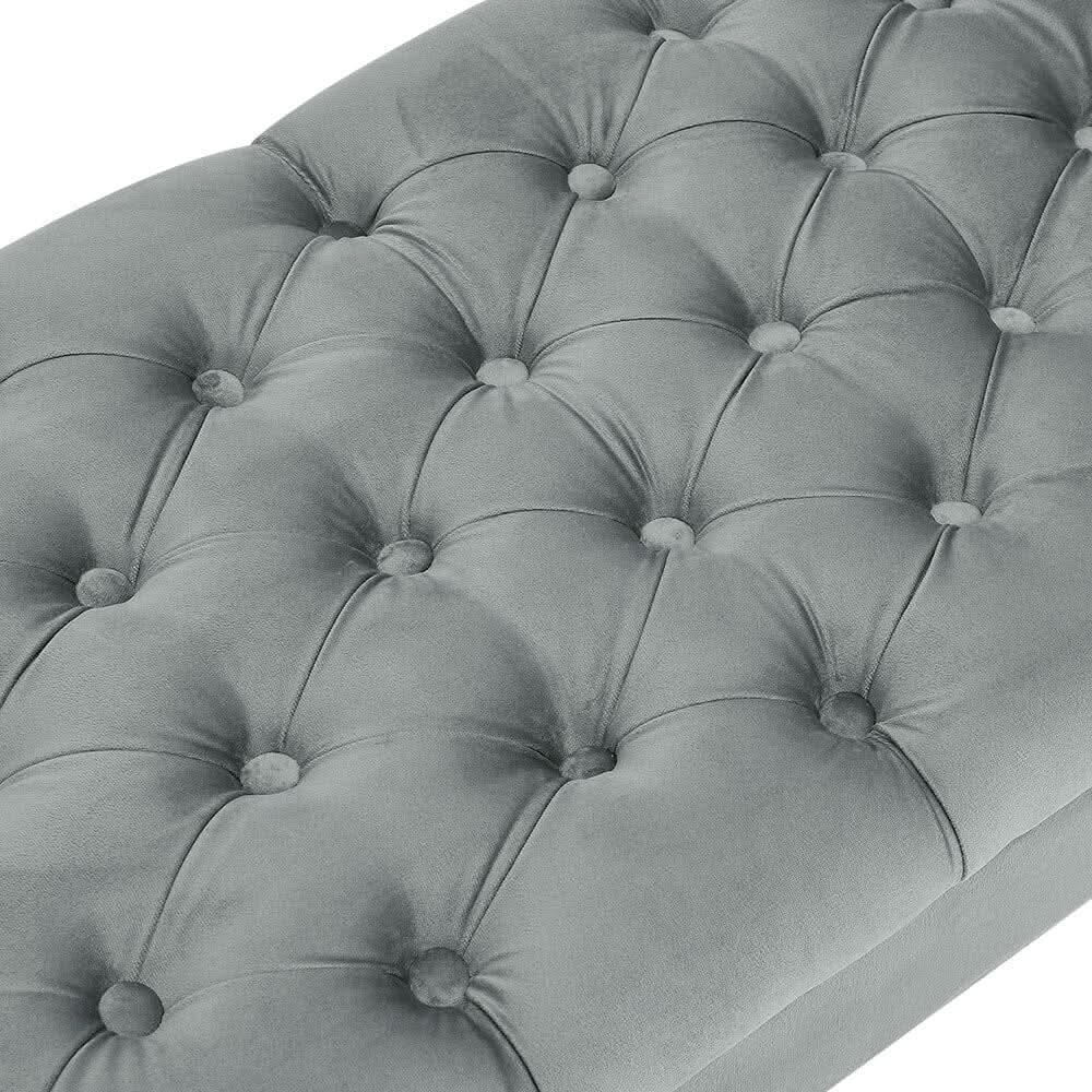 Tufted Velvet Buttoned Bench with Raised Arms