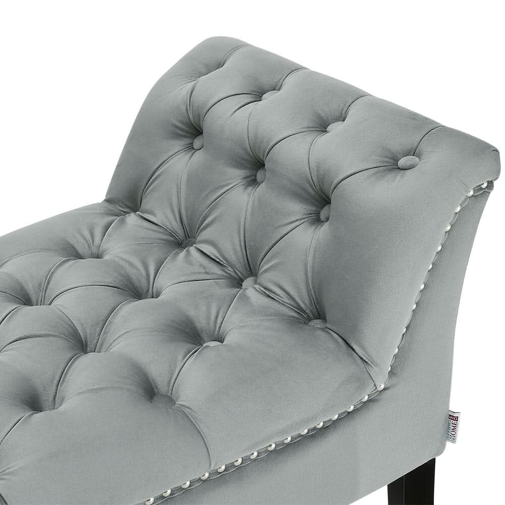 Tufted Velvet Buttoned Bench with Raised Arms